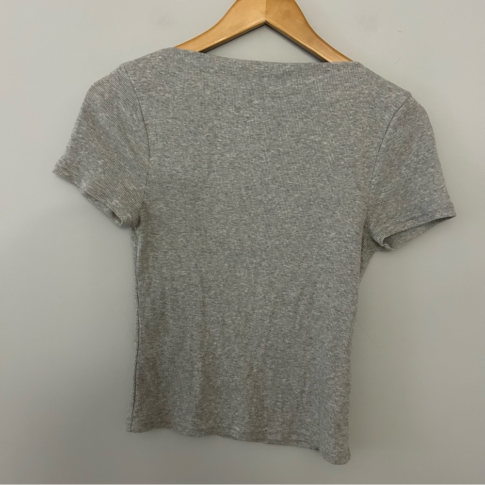 J.Crew Fine-Rib Fitted Boatneck Gray T-shirt
